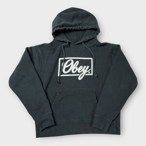 OBEY Propaganda No89 Youth Black Sweatshirt Sz Medium Hoodie Spell Out Adult XS